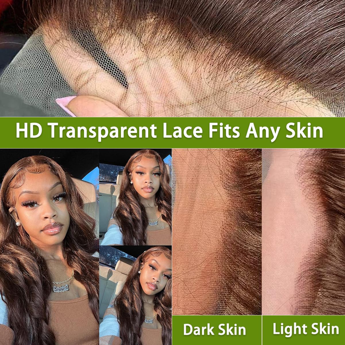 Brown Body Wave Lace Front Wig Human Hair 13x4 Transparent Lace Frontal - 180% Density Glueless Chocolate Colored Wigs for Black Women | Natural Look for Daily Wear, Parties & Special Occasions