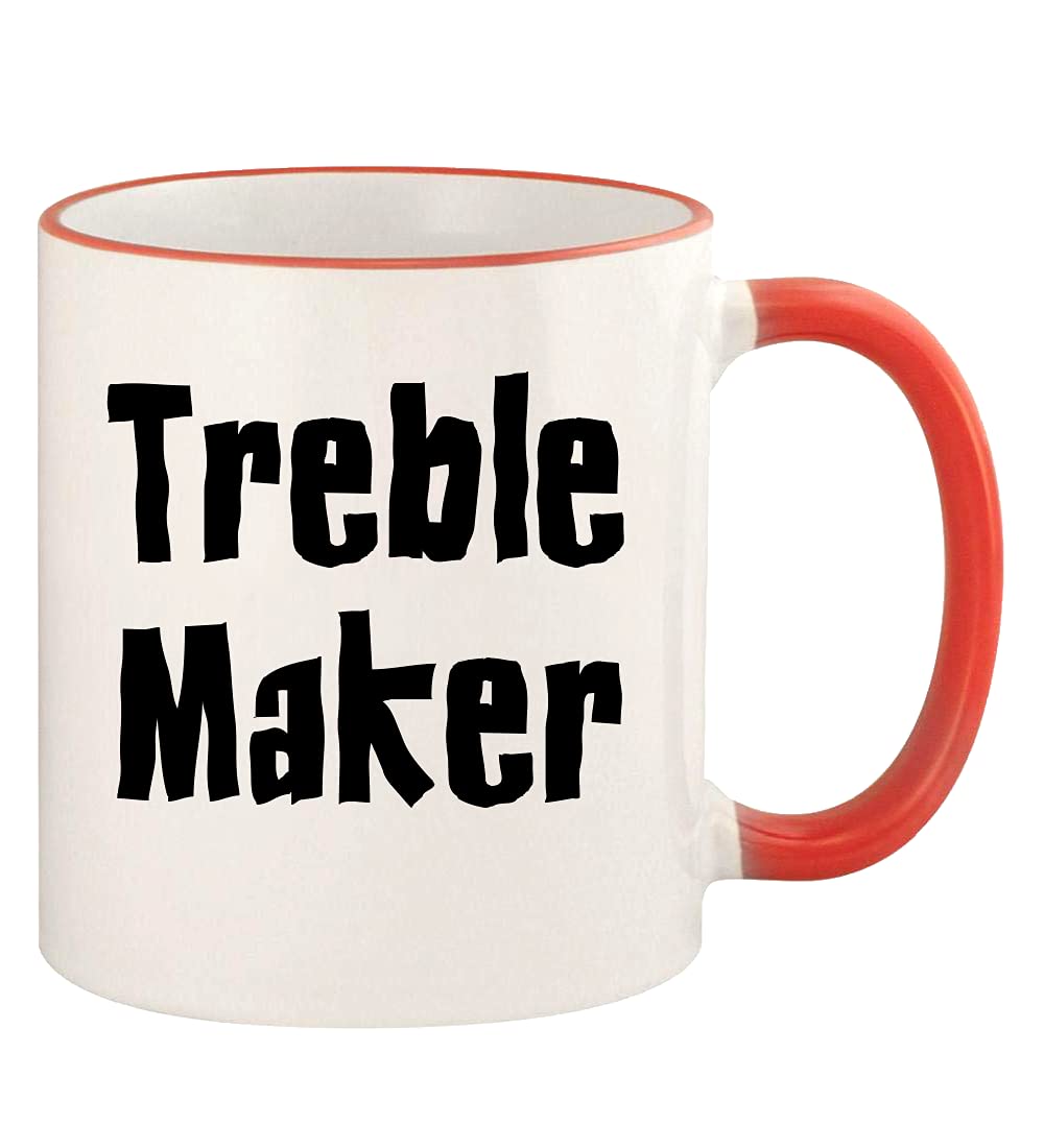 Treble Maker - 11oz Red Coffee Mug with Colored Handle & Rim - Perfect for Music Lovers, Office, Home & Gift Giving