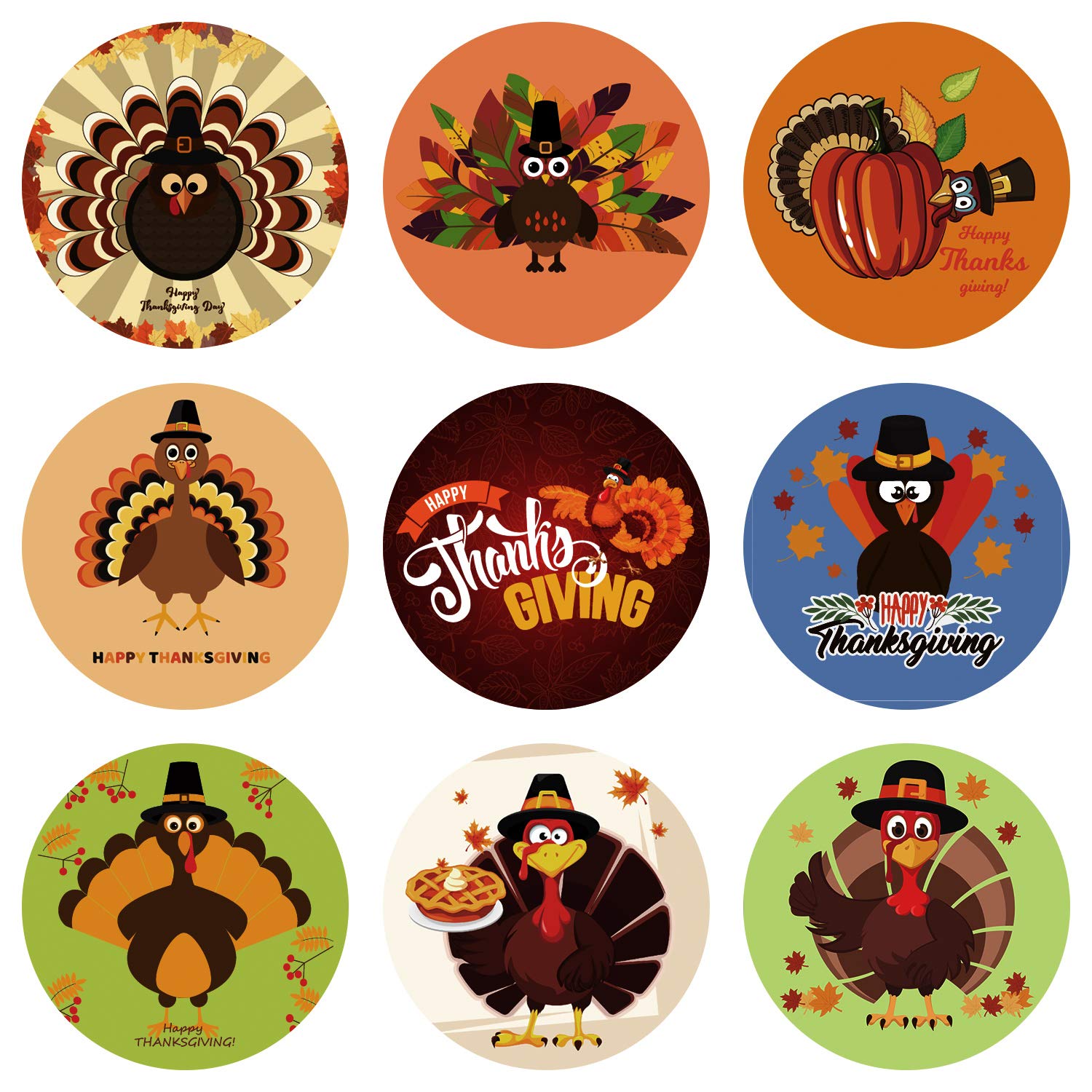 Elcoho 600-Piece Thanksgiving Stickers Set - Cute Turkey Design Roll Stickers for Party Favors, DIY Crafts, Scrapbooking & Holiday Decorations | Perfect for Thanksgiving Party Supplies, Gift Wrapping & School Projects