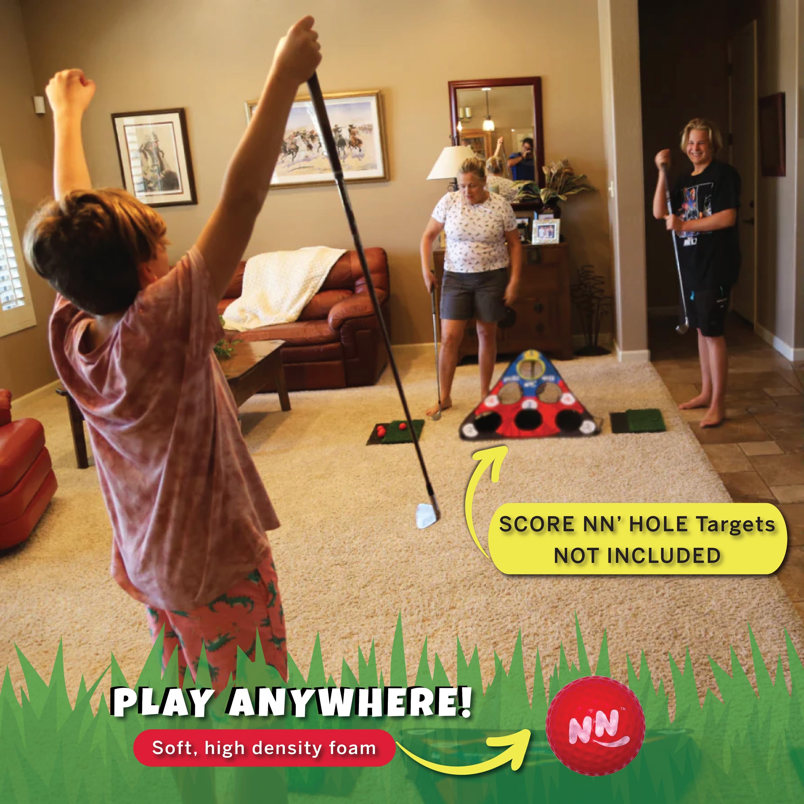 2X Non-Slip Golf Mats & 8X Foam Golf Balls Set - Portable Backyard Golf Game for Adults & Kids | Perfect for Indoor, Outdoor, Beach, Poolside & Tailgating Parties | Fun Cornhole-Style Golf Challenge Game