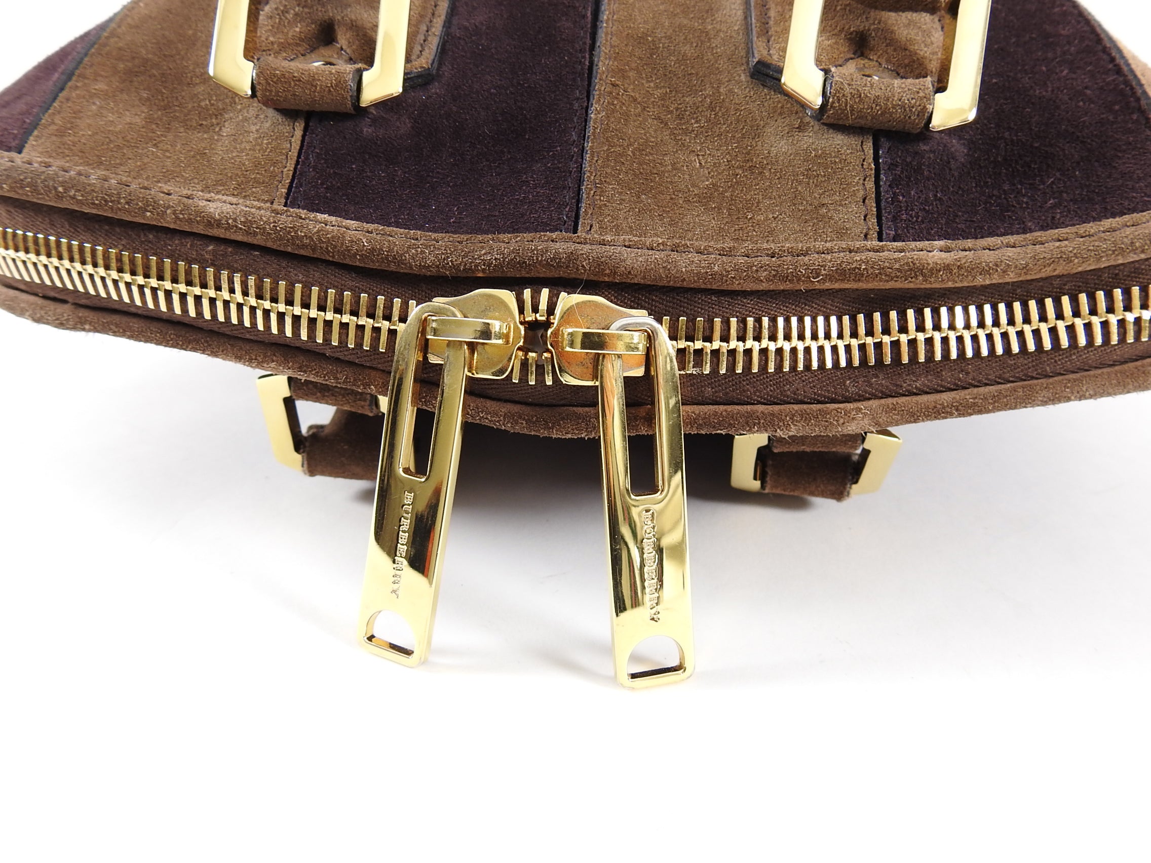 Burberry Prorsum Suede Stripe Shoulder Bag in Brown & Purple | Luxury Designer Handbag for Women | Perfect for Work, Travel & Evening Events
