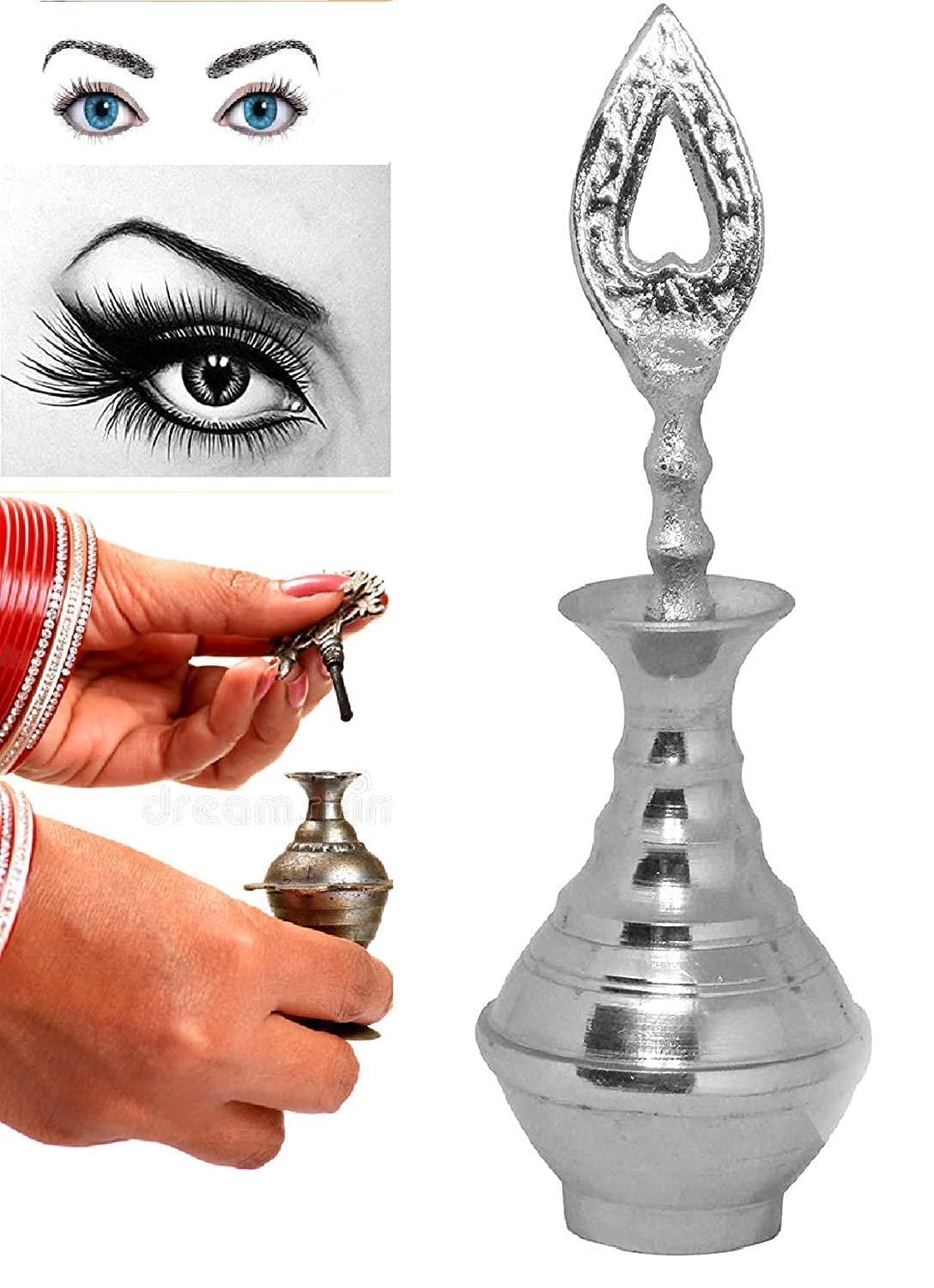 BOXO Empty Surmadani Container for Black Kajal/Surma - Traditional Eye Kohl Gift for Weddings & Special Occasions - Perfect for Mehndi, Bridal Makeup & Cultural Ceremonies