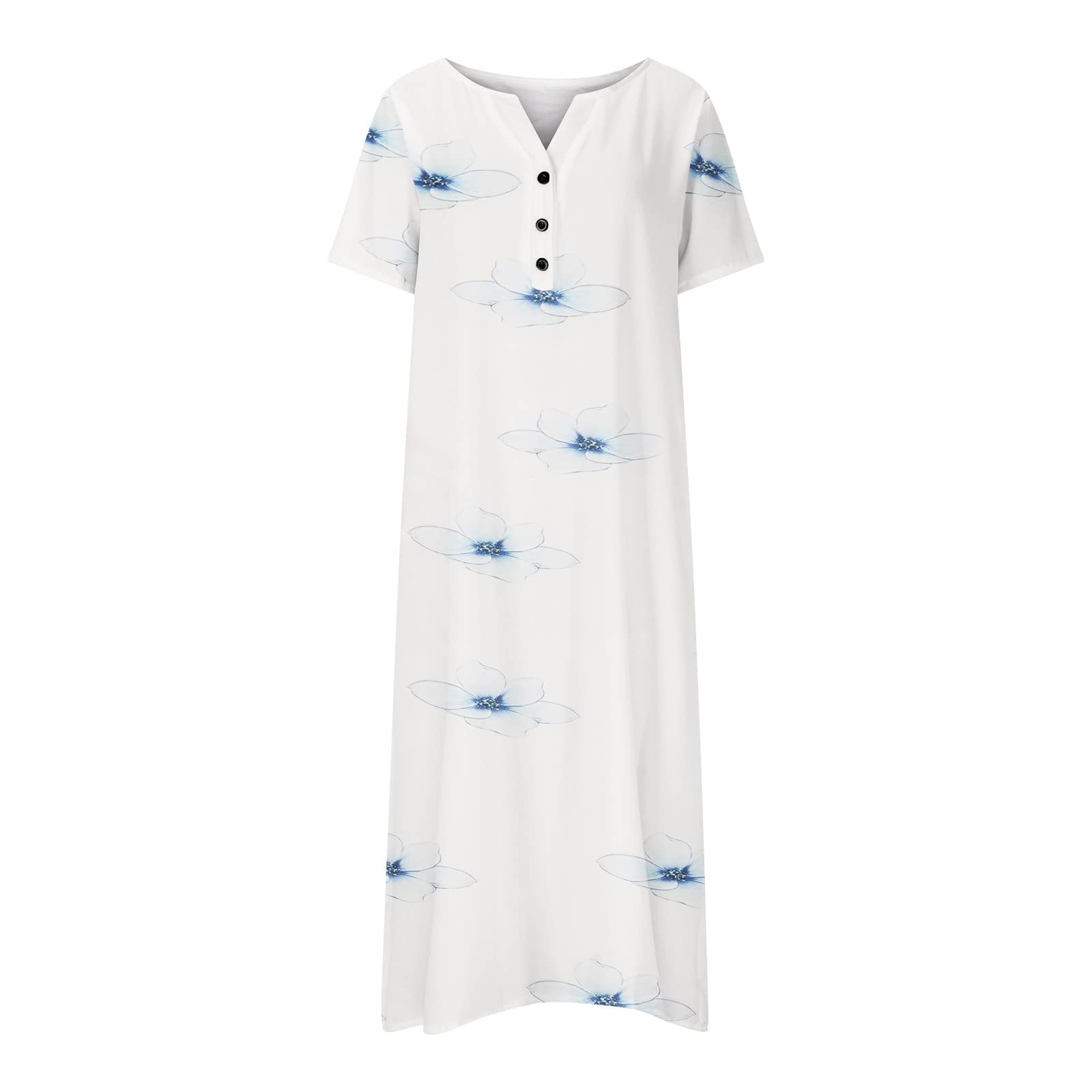 2025 Women's Casual Floral T-Shirt Dress - Elegant A-Line V-Neck Short Sleeve Summer Dress for Spring & Summer | Perfect for Beach, Brunch & Date Nights
