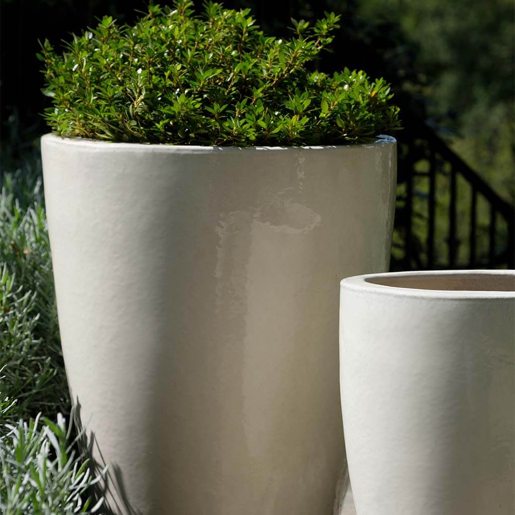 Campania International Marta Planter Set of 3 - Cream Ceramic Flower Pots for Indoor Plants, Succulents & Home Decor | Perfect for Living Room, Patio & Garden Decorations