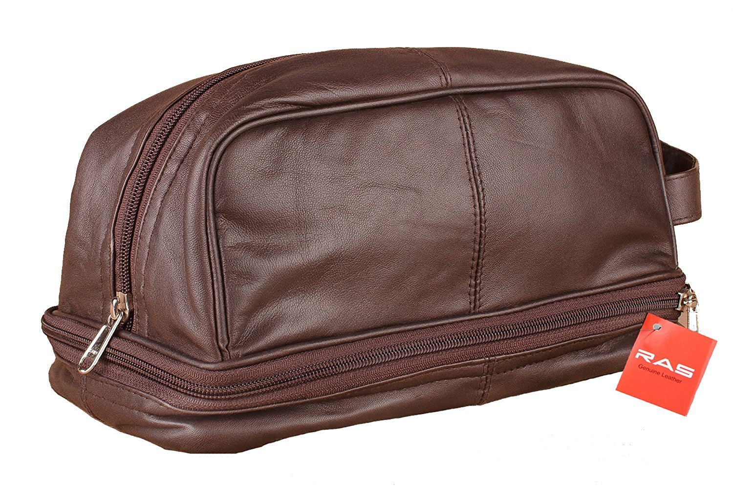 Premium Genuine Leather Large Travel & Gym Toiletry Bag for Men - Spacious Overnight Wash & Shaving Organizer (Brown, 3530) - Perfect for Business Trips, Gym Essentials & Weekend Getaways