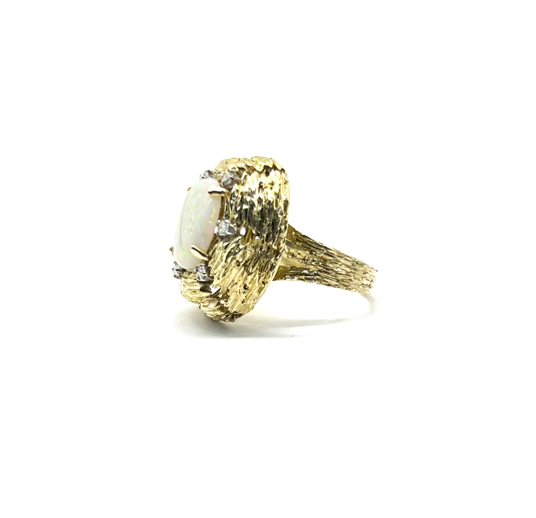 Vintage Opal and Diamond Nest Ring - Elegant Stackable Jewelry for Women, Perfect for Weddings, Anniversaries & Special Occasions