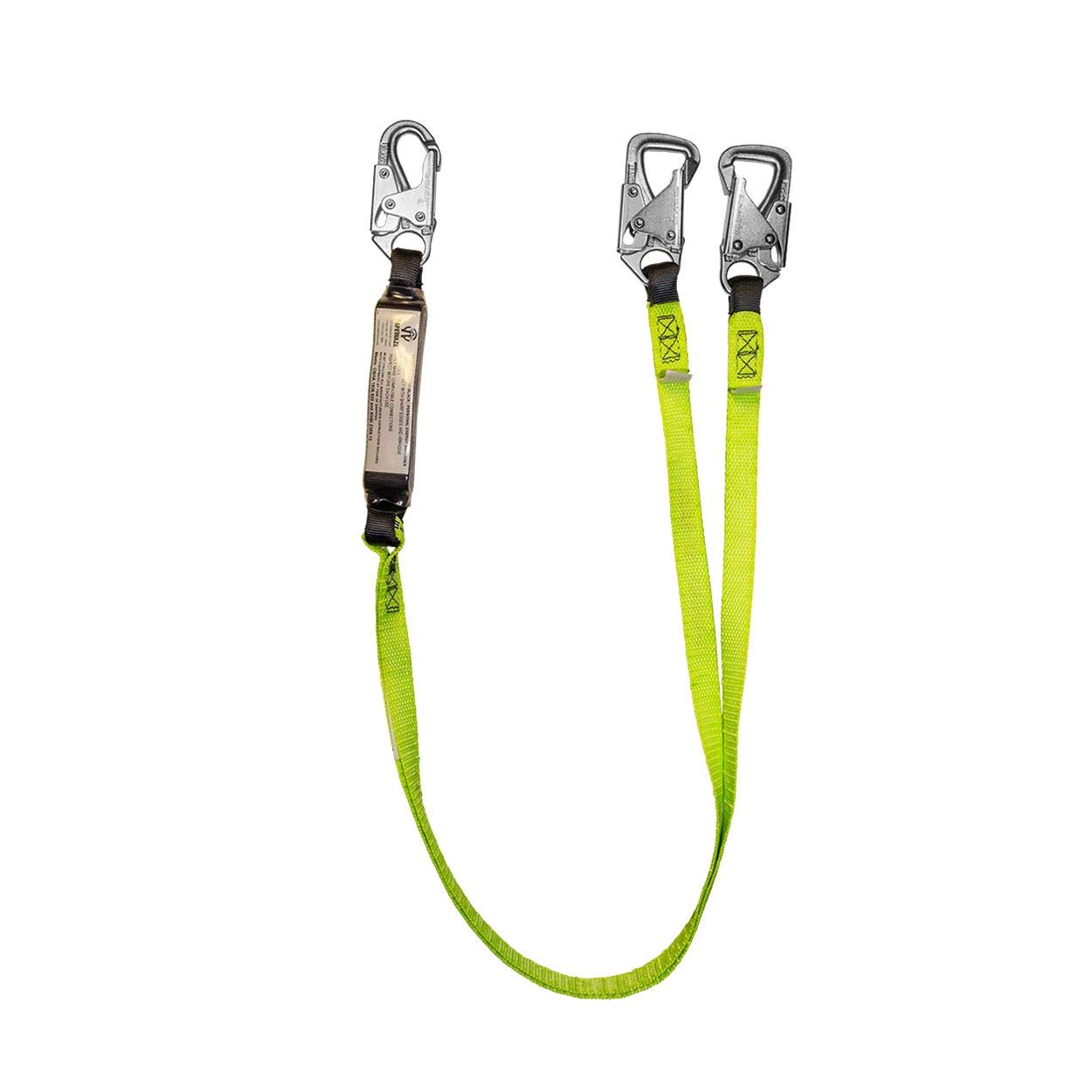 SafeWaze FS451 Dual Leg Energy Absorbing Safety Lanyard with Web Tie-Back - Fall Protection Equipment for Construction, Roofing & Industrial Work