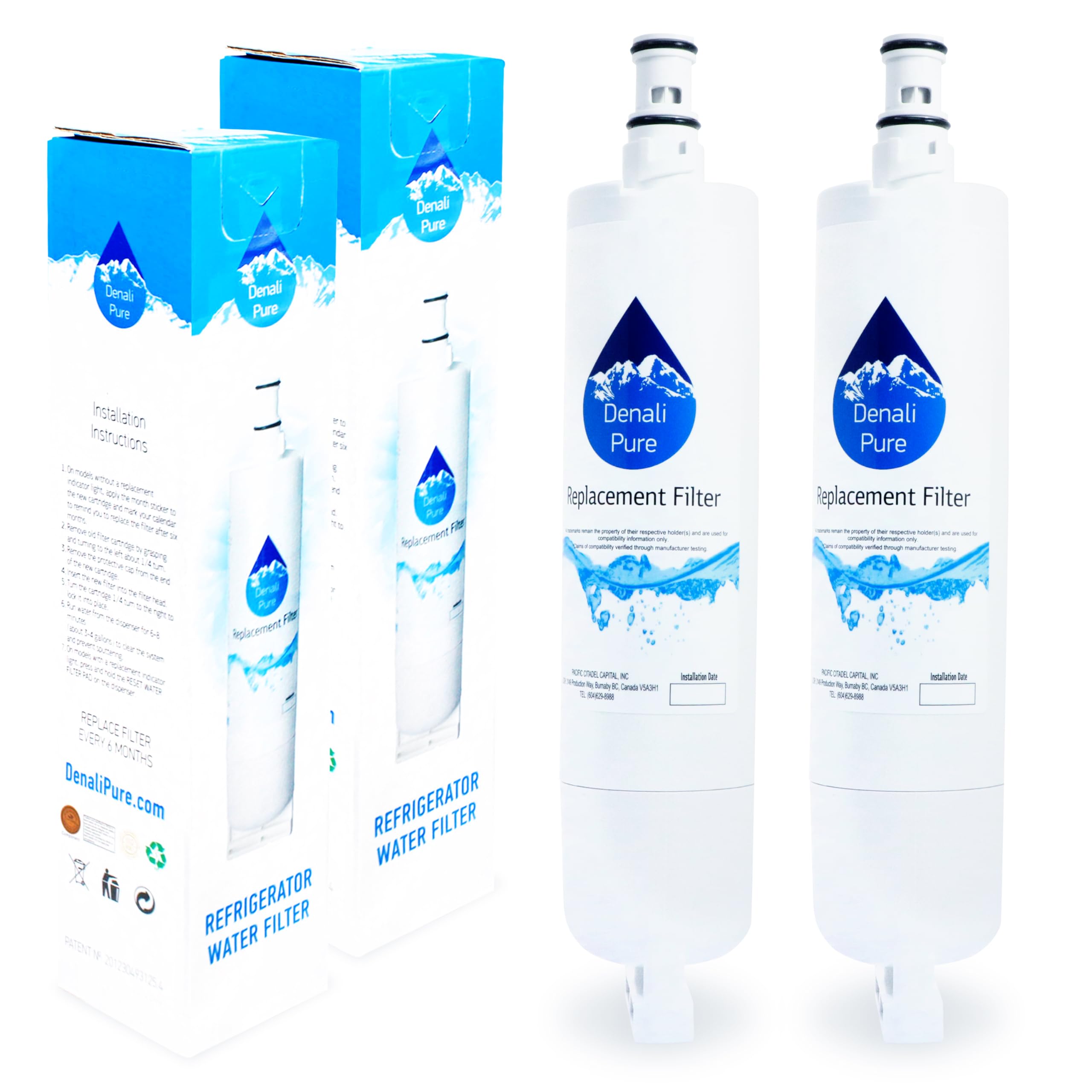 2-Pack Sears/Kenmore 10654603300 Refrigerator Water Filter Replacement - Compatible with 46-9010, 46-9902, 46-9908 Fridge Filters - Clean & Fresh Drinking Water for Home & Office Use