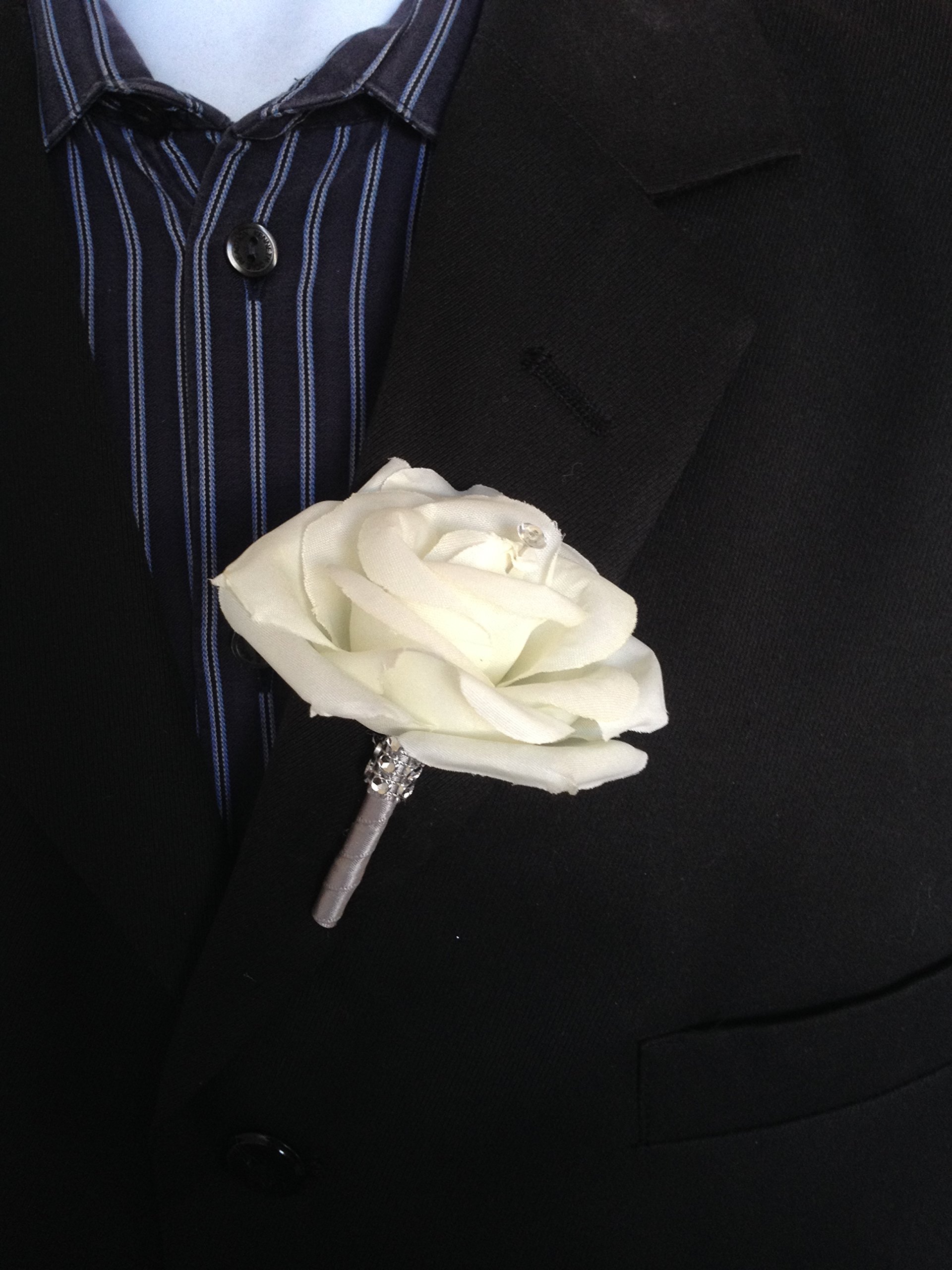 Angel Isabella Boutonniere - Ivory Spray Rose Wedding Corsage for Bridal Bouquet, Prom, Home Decor & Special Events