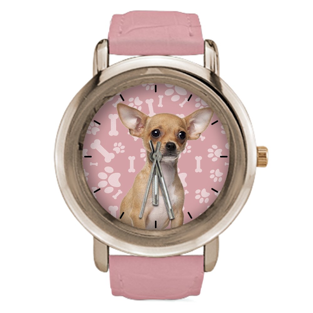 Stylish Rose Gold Watches for Women & Youth - Elegant Chihuahua Dog Print in Pink | Perfect Gift for Birthdays, Anniversaries & Everyday Fashion Accessory