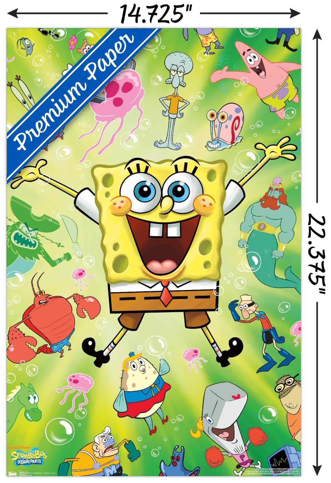 Trends International Nickelodeon Spongebob Squarepants Burst Wall Poster - 14.725 x 22.375 Inches Premium Poster & Mount Bundle - Perfect for Kids' Room Decor, Birthday Gifts & Cartoon Lovers