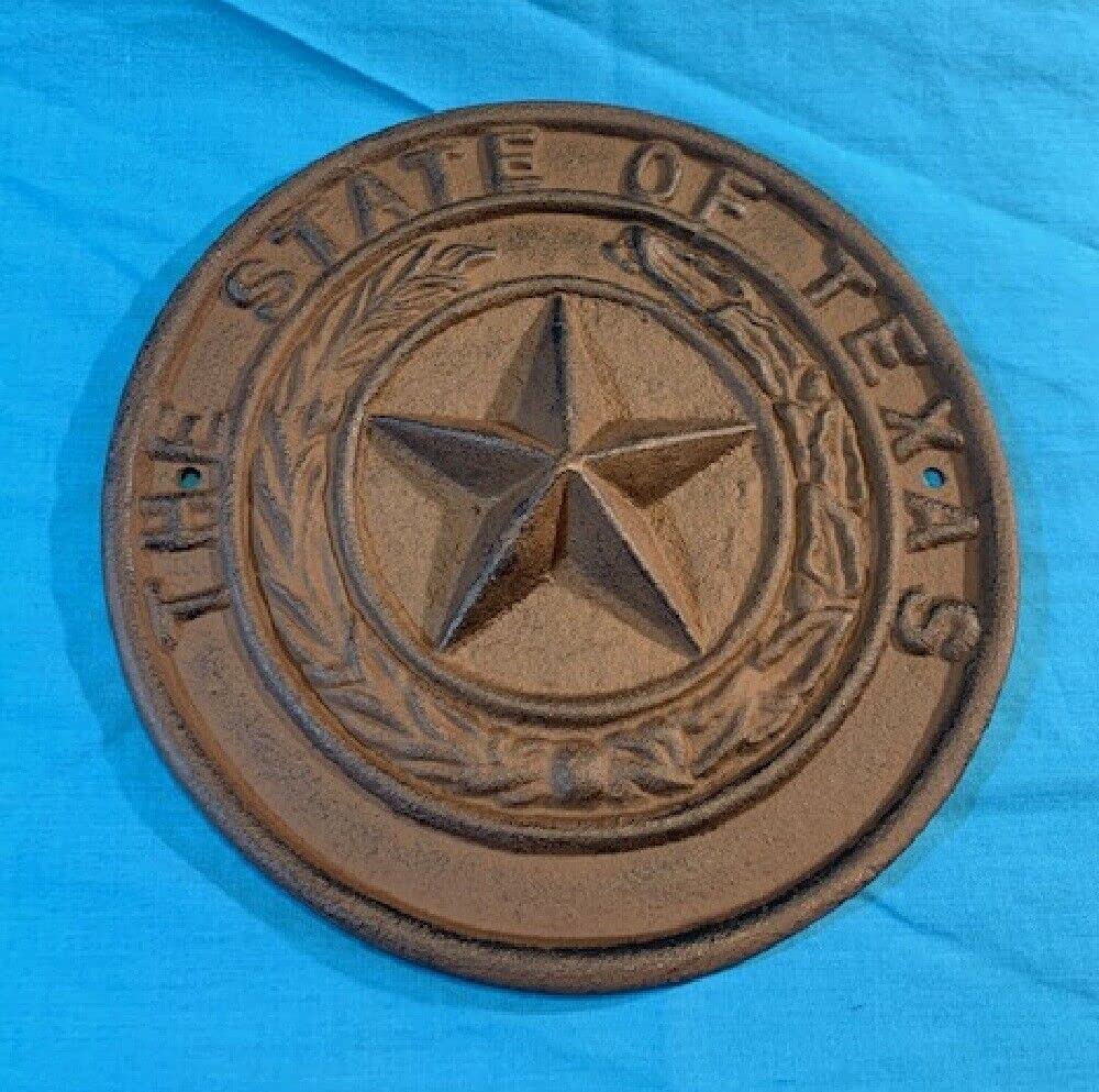 Texas State Seal Cast Iron Wall Plaque - 8.5