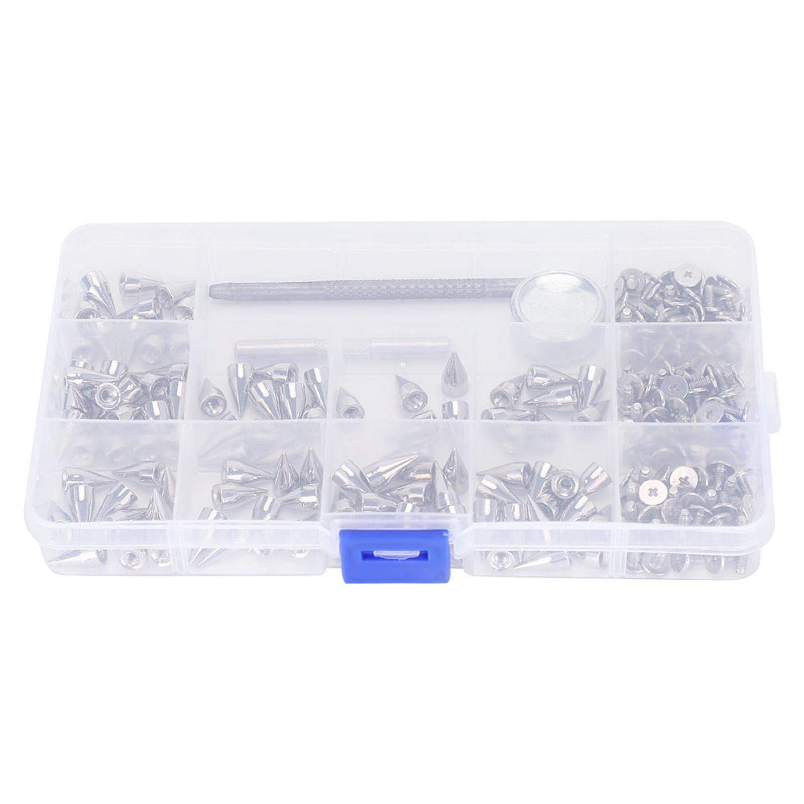 Punk Patches Cone Spikes Rivet Studs for Clothing & Leathercraft - DIY Punk Accessories for Jackets, Vests, Bracelets & Bags - Includes Installation Tool for Easy Attachment