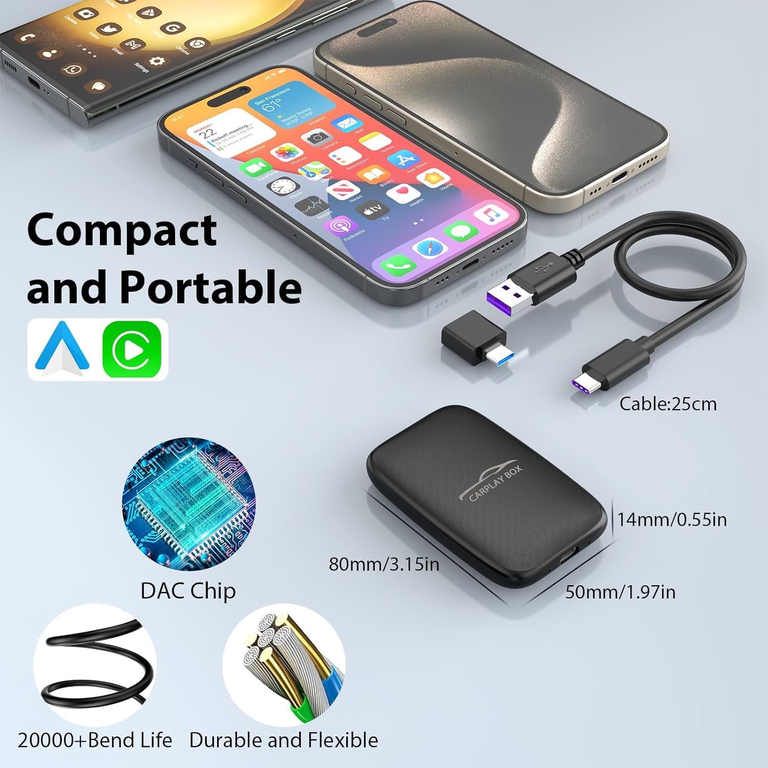 2-in-1 Wireless CarPlay & Android Auto Adapter - Convert Wired to Wireless for Factory Cars | Enjoy Netflix & YouTube on Road