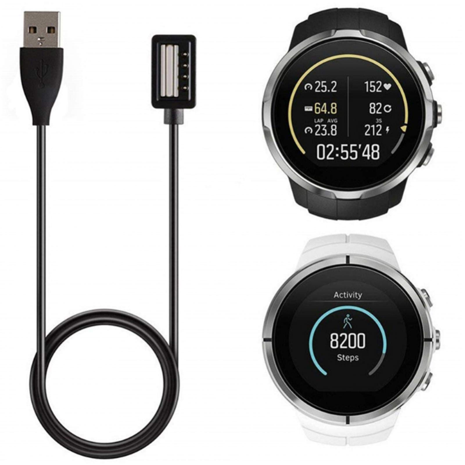 1M Fast Charging USB Cable for SUUNTO 9 Baro & SUUNTO 4 Black Smartwatches - High-Speed Data Clip Charger with Bottom Slot Design - Perfect for Travel, Workouts & Outdoor Adventures