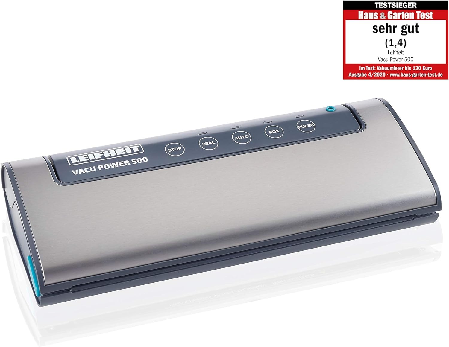 Leifheit Vacu Power 500 Food Vacuum Sealer Machine with 10 Vacuum Bags (20x30cm) - Perfect for Meal Prep, Sous Vide Cooking & Food Storage