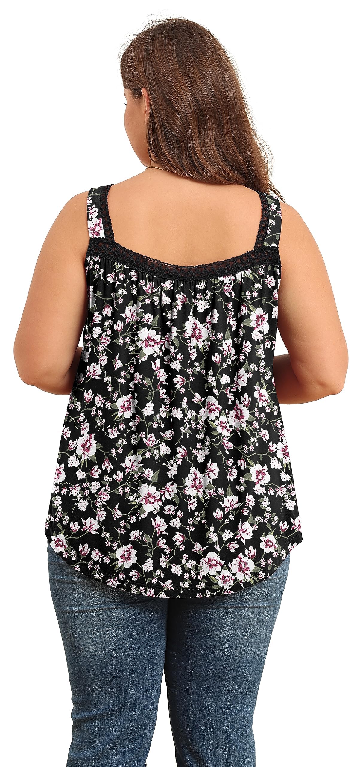 TIANZHU Women's Plus Size Lace Detail Tank Tops - Breathable Sleeveless Summer Blouse, Loose Fit Casual T-Shirt for Women | Perfect for Beach, Vacation & Everyday Wear