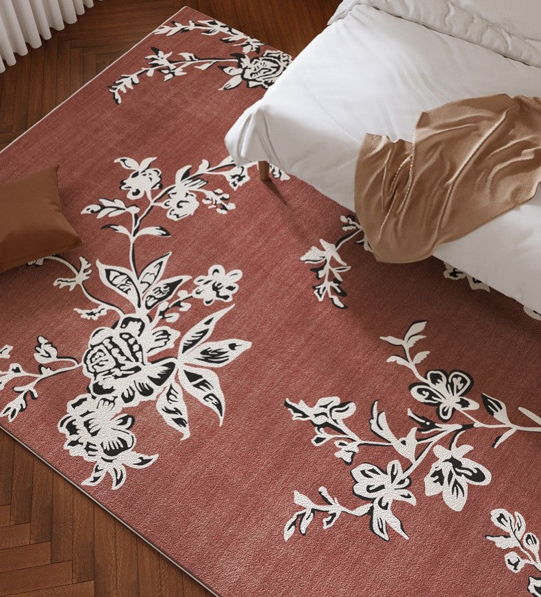 Abstract Contemporary Rugs with Floral Design - Modern Non-Slip Area Rug for Bedroom, Living Room & Dining Room - Soft Boho Decor Rug for Home & Office Spaces