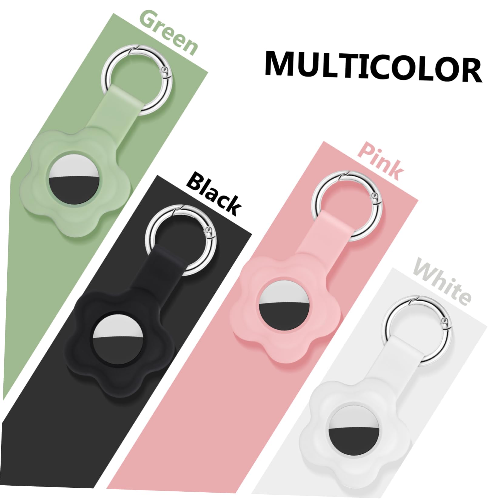 4-Pack Anti-Lost Keychain Protective Case for Tile Tracker - Durable Cover with Key Ring for Wallet, Keys & Luggage Tracking (Black)