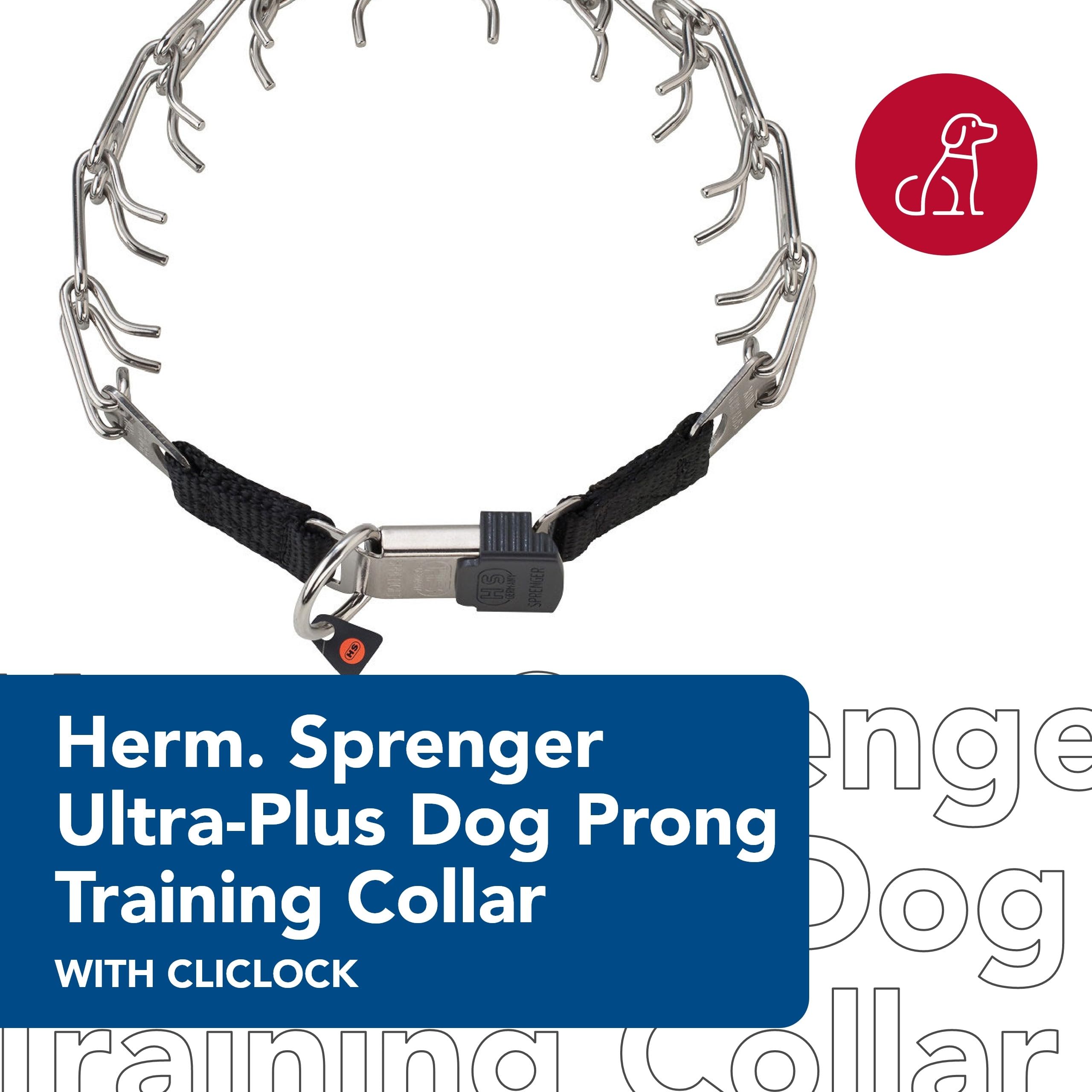 Herm Sprenger Ultra-Plus Prong Dog Training Collar with ClicLock - Chrome Plated 4mm x 20-25