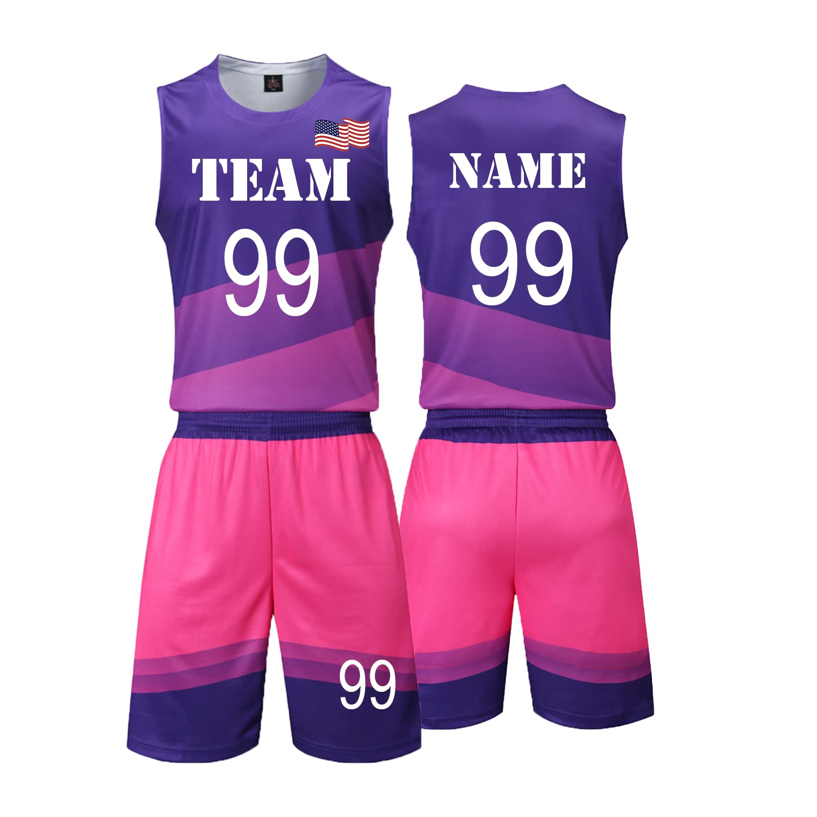 Custom Basketball Jersey Kit - Personalized Name & Number for Men, Women, Kids - Perfect for Team Games & Fan Gear