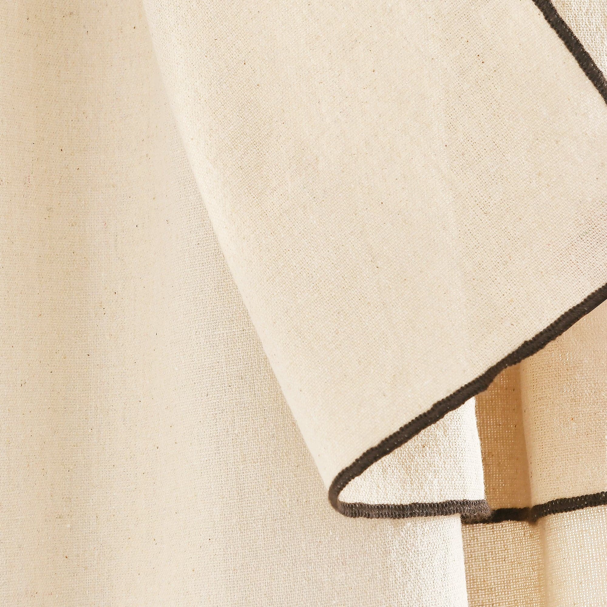 Modern Faux Linen Embroidered Edge Window Curtain Panel Set with Attached Valance - Elegant Home Decor for Living Room, Bedroom & Dining Room