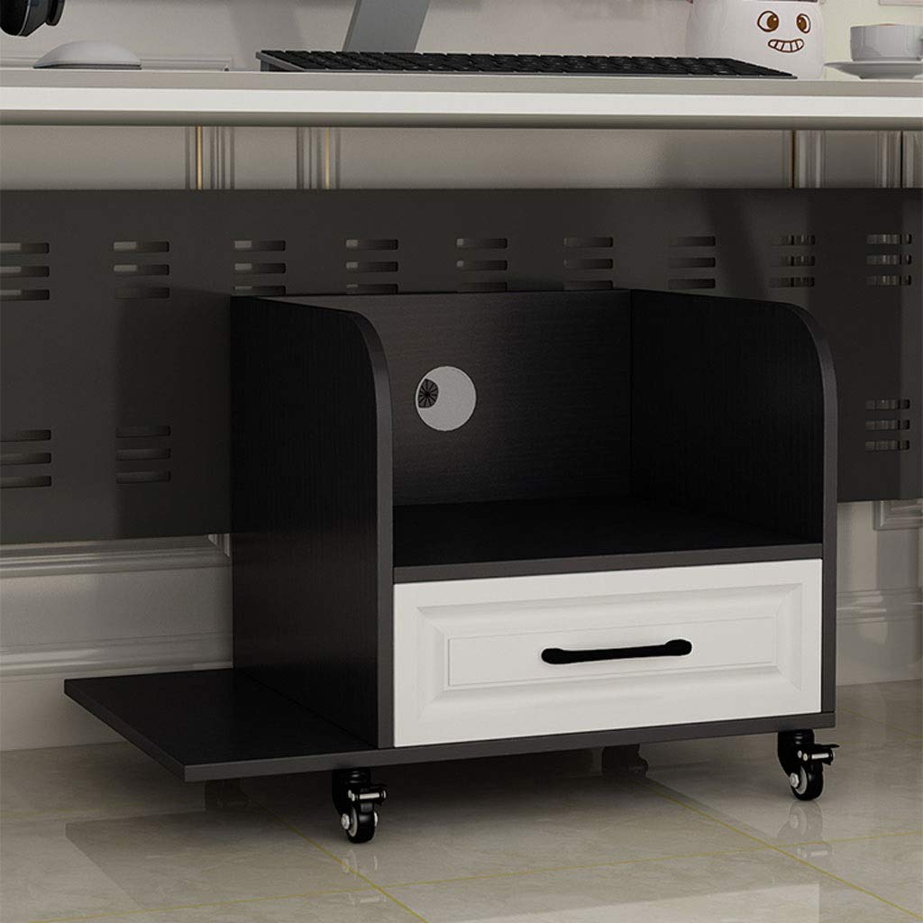 liushop Wooden Under Desk Printer Stand with Cable Management & Storage Drawers - Adjustable CPU Holder, Multifunctional Office Organizer for Printer, Fax Machine & Supplies - Perfect for Home Office & Workspace Organization