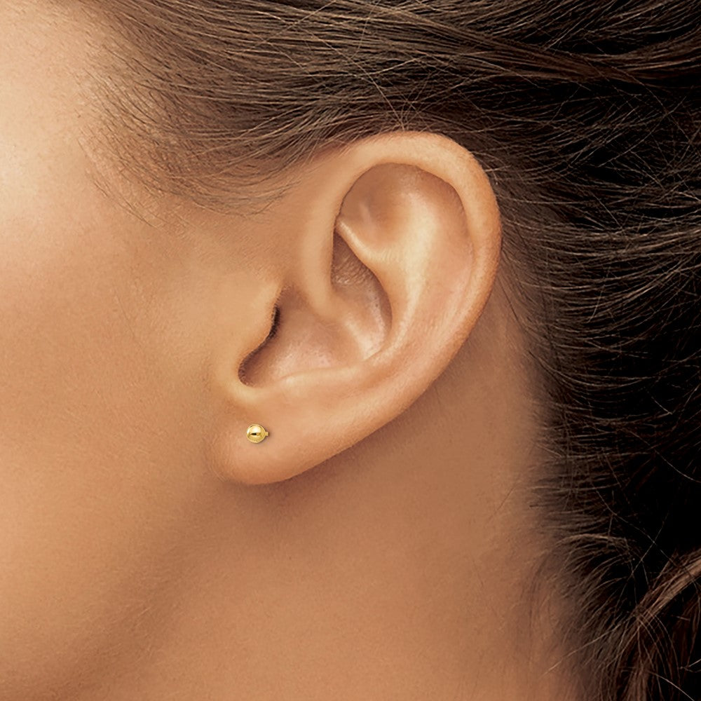 Gold Madi K Polished 3mm Ball Screwback Earrings - SE259 Model | Hypoallergenic Stud Earrings for Women | Perfect for Daily Wear, Parties & Gift Giving