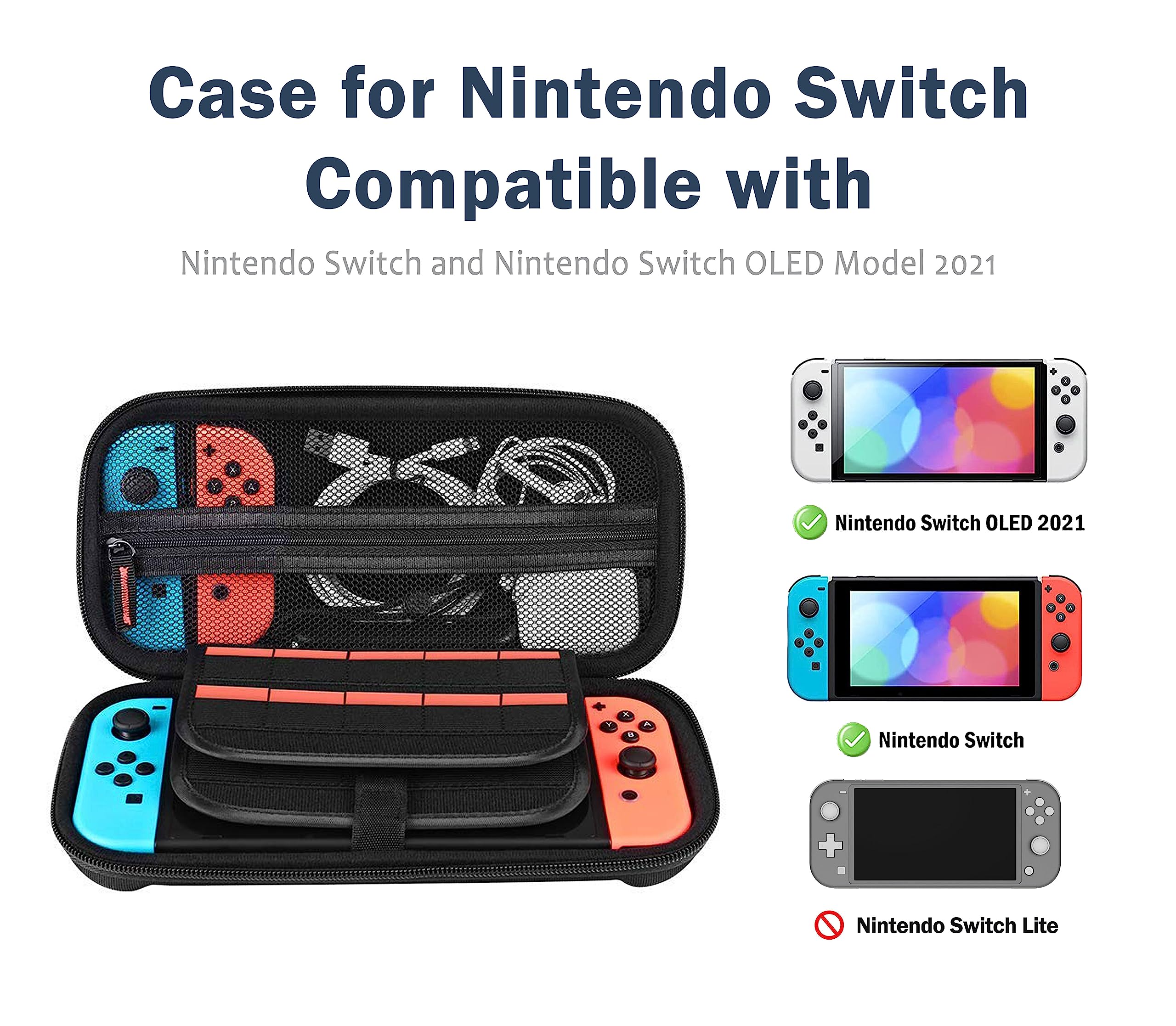 Premium Nintendo Switch Case for OLED/Lite - Japanese Wave Design Protective Hard Shell with 20 Game Cartridge Slots | Travel-Friendly Gaming Accessory for Commuting, Vacations & Home Storage