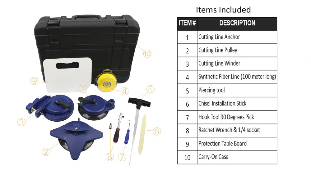 Premium 10-Piece Auto Windshield Glass Removal Tool Kit - Professional Grade for Car Repair & Windshield Replacement (Ideal for Mechanics & DIY Auto Glass Work)