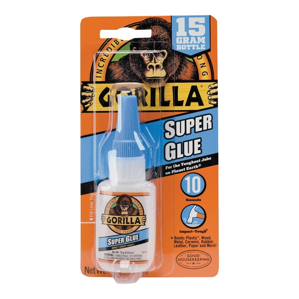 Gorilla Super Glue - 15 Gram Bottle | Fast Strong Bond for Metal, Wood, Plastic, Ceramic | Perfect for Home Repairs, DIY Projects & Crafts