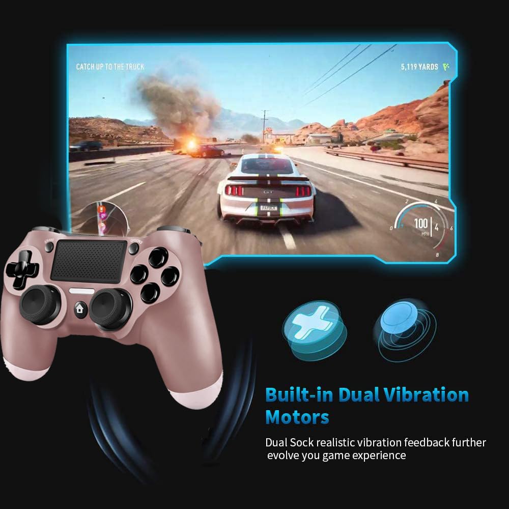 Wireless PS4 Controller - Compatible with PS4, PS4 Slim & PS4 Pro - 6-Axis Motion Sensor & Dual Vibration - Transparent Red (New Model) - Perfect for Gaming, Streaming & Multiplayer Sessions