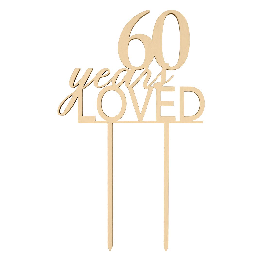 60th Anniversary Cake Topper - Rustic Chic Wood Laser Cut Decor for Wedding, Birthday & Party Cakes | Perfect for 60 Years Loved Celebrations & Special Occasions