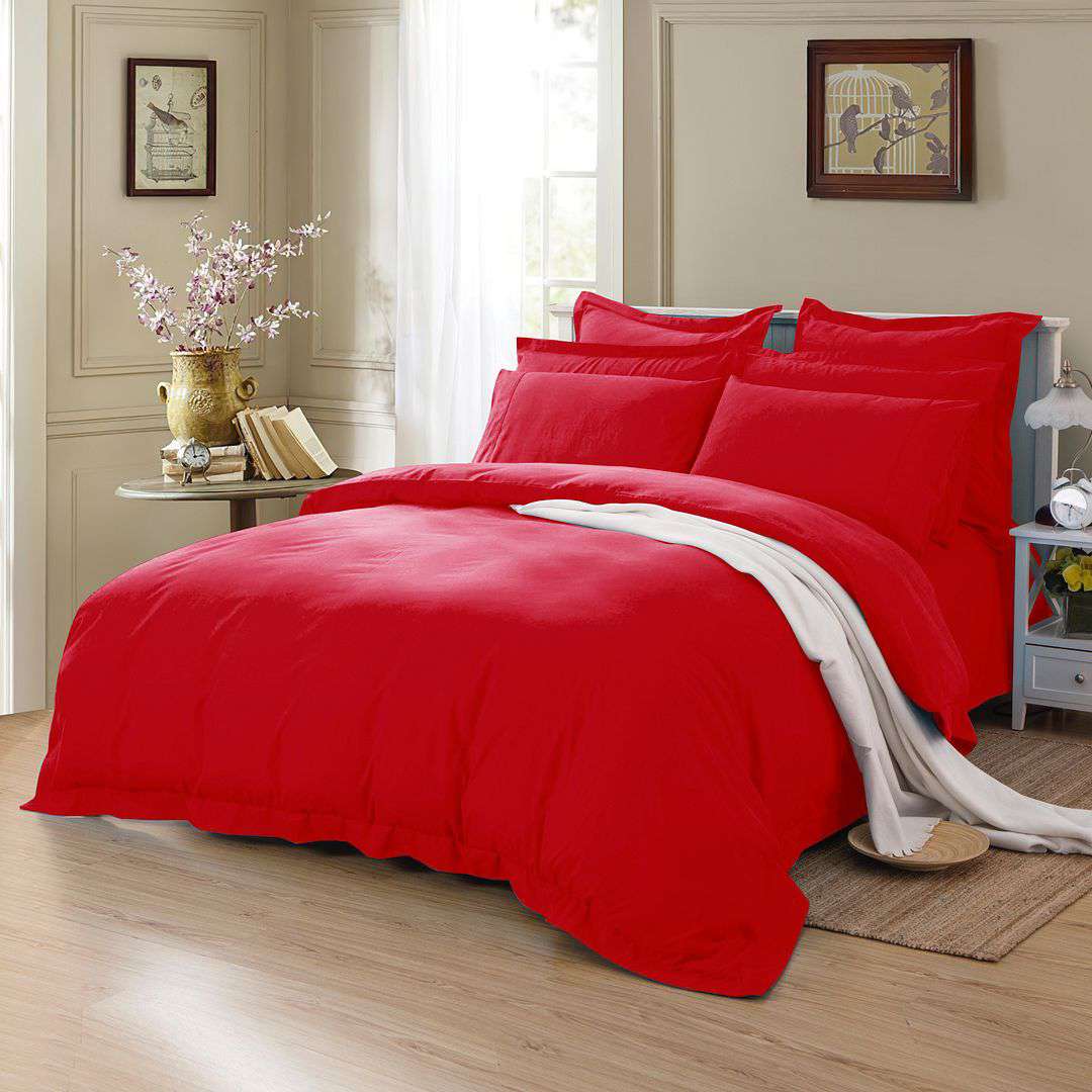 1000 Thread Count Double Size Red Duvet Cover Set - Luxury Soft Bedding for Master Bedroom, Guest Room & Dormitory