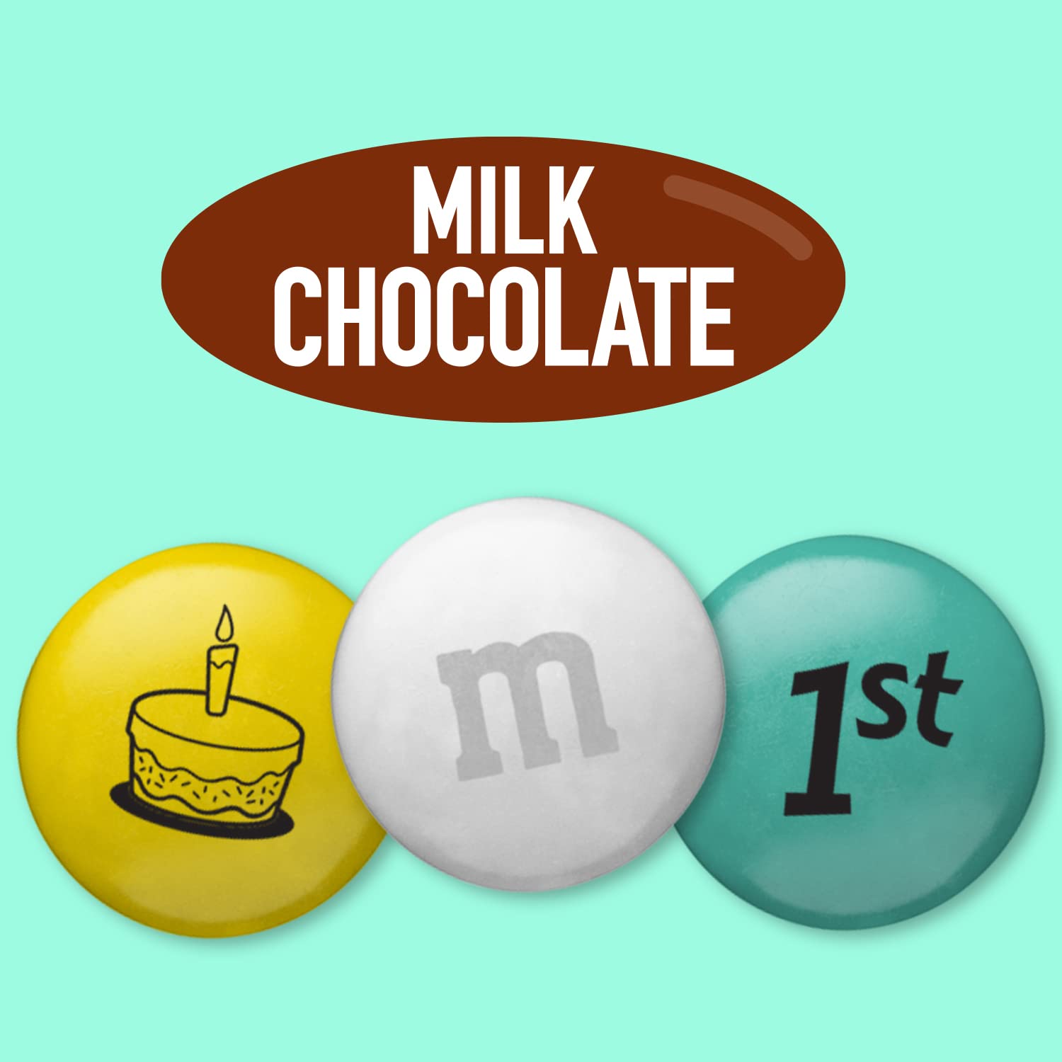 **M&M'S 1st Birthday Milk Chocolate Candy – 5lbs Baby-Themed M&M'S in Aqua, Yellow & White – Perfect for Dessert Tables, Candy Bars & DIY Party Favors – Great for Birthday Celebrations, Baby Showers & Special Events**