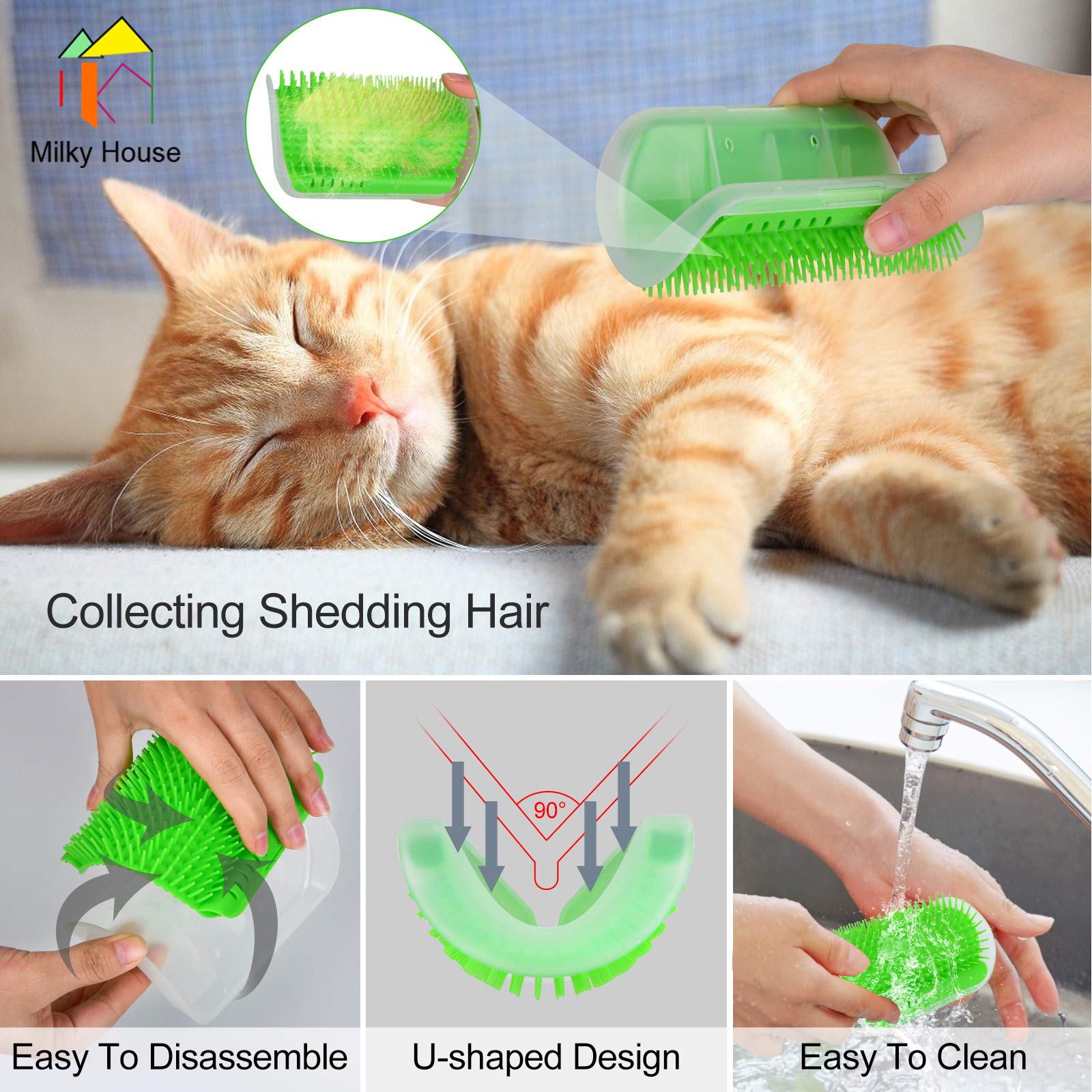 Premium Cat Scratch Pad 2-Pack - Non-Scratch Couch Corner Protector, Kitty Scratching Bed Post & Tree Ramp with Cardboard Replacement | Includes 4PCS Upgraded Cat Slicker Brushes for Grooming | Perfect for Indoor Cats to Protect Furniture & Self-Grooming