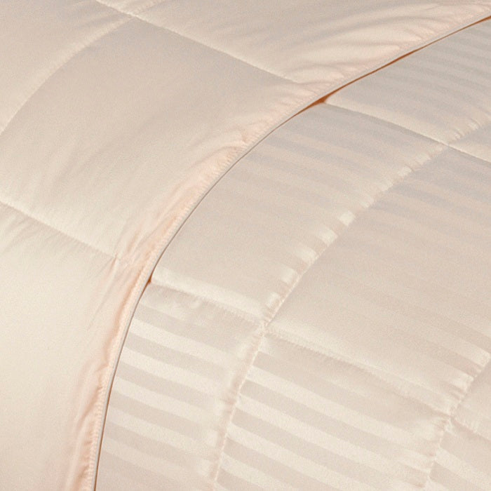 Reversible Down Alternative All Season Solid Striped Comforter - Soft & Breathable Bed Blanket for Home, Office, or Travel Use