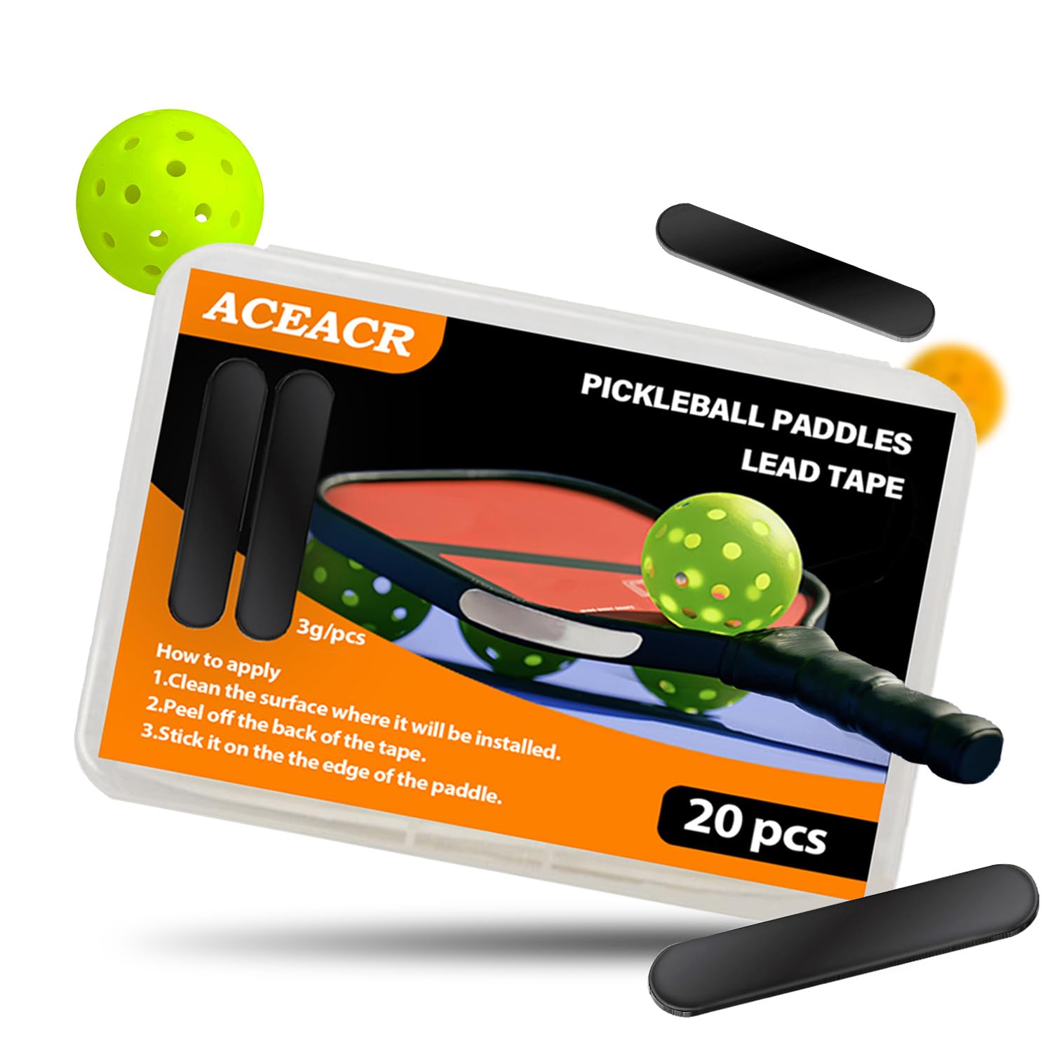 Pickleball Lead Tape Pre-Weighted 3g Adhesive Strips - Perfect for Pickleball Paddles, Golf Clubs & Tennis Rackets | Improve Swing Weight & Control for Better Performance
