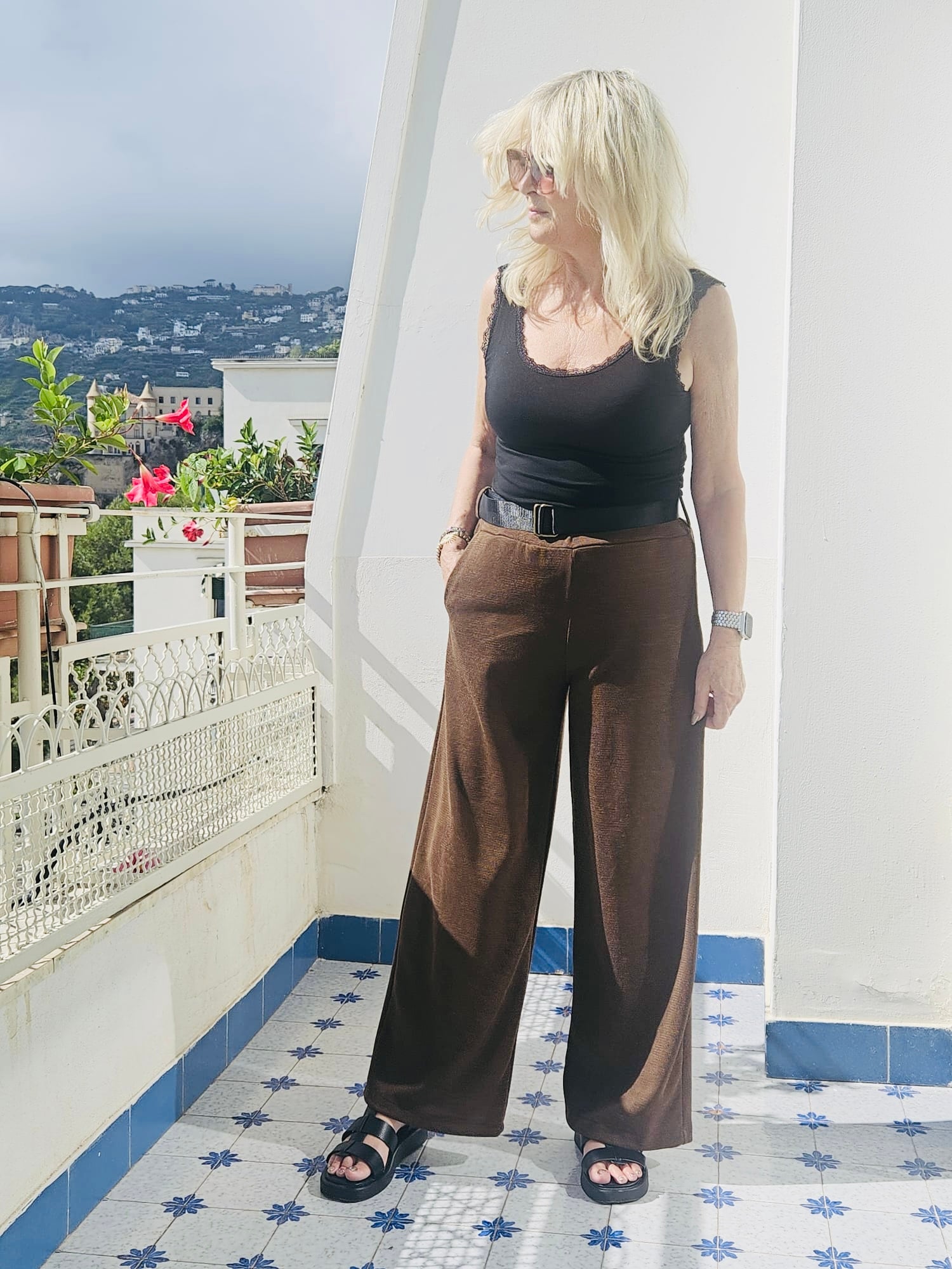 Stylish Plain Knit Trousers in Chocolate Brown - Comfortable Casual Pants for Women | Perfect for Office, Travel & Everyday Wear