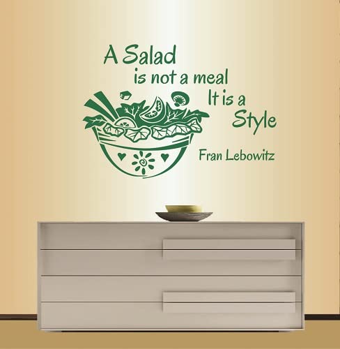 Removable Wall Vinyl Decal - 'A Salad is Not a Meal, It's a Style' Quote Art Sticker for Kitchen, Salad Bar & Restaurant Decor | Fruit & Vegetable Themed Unique Design Mural | Perfect for Home, Cafe or Dining Room Wall Decoration