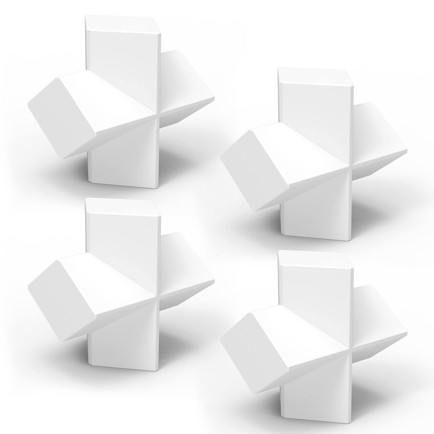 StonyLab 4 Pack Cross Shape Magnetic Stirrer Bars - 20 x 8 mm PTFE-Coated White Stirring Rods for Laboratory, Science Experiments & Chemistry Mixing - Perfect for Beakers, Flasks & Liquid Solutions