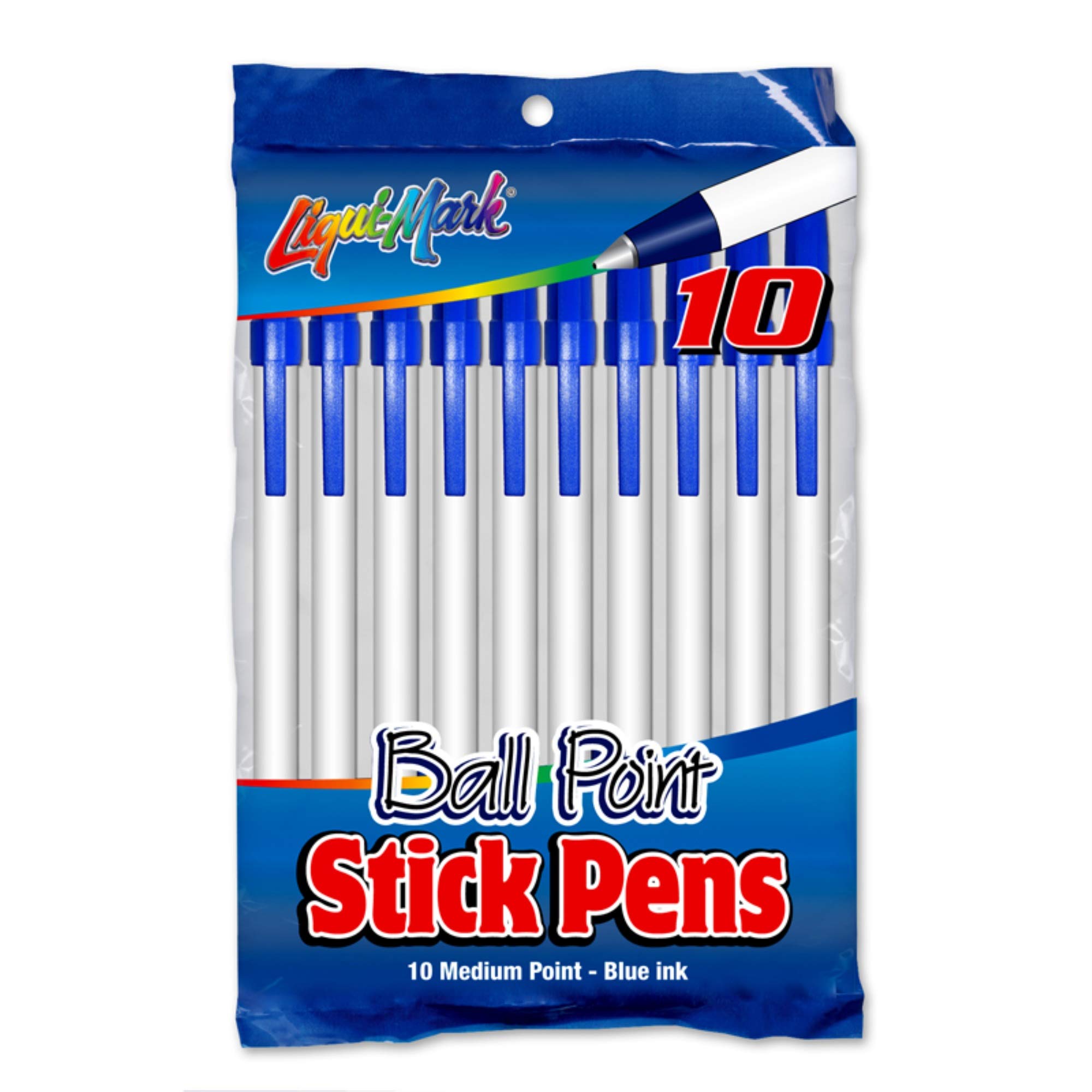 10-Pack Medium Point Black Stick Pens - Smooth Writing for Office, School & Home Use - Bulk Ballpoint Pens for Notes, Journaling & Everyday Tasks