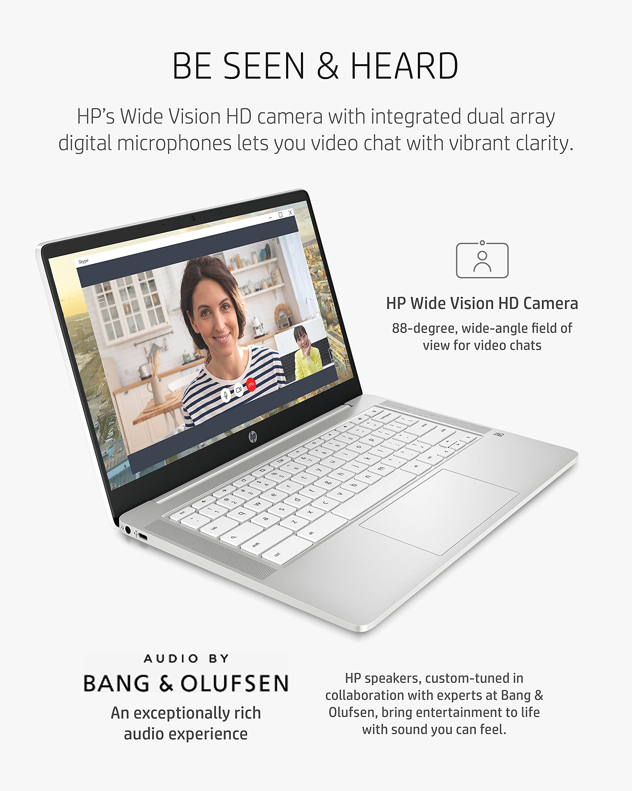 HP Chromebook 14 Laptop - Intel Celeron N4000, 4GB RAM, 32GB eMMC, 14