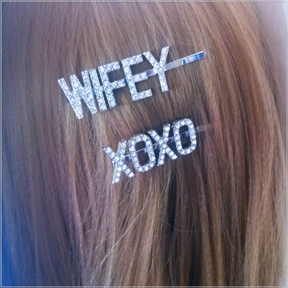 Blingbling WIFEY Hair Clips - Rhinestone Letters Hairpins for Women | Wedding & Party Accessories