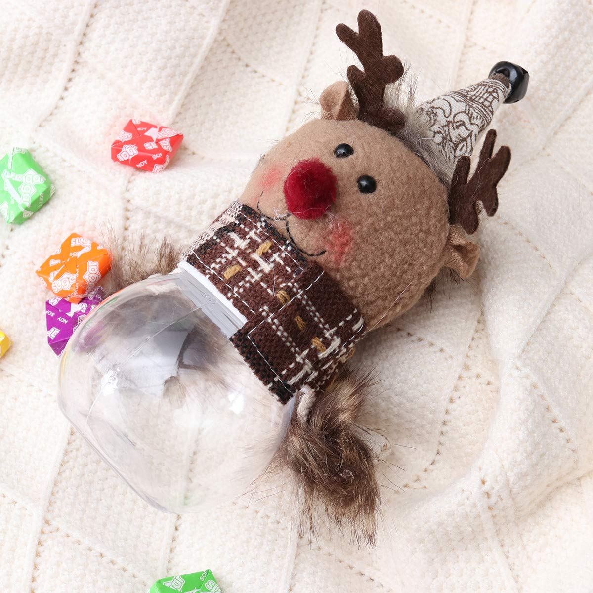3Pcs Christmas Candy Jars - Xmas Elk, Santa, Snowman Clear Plastic Candy Containers for Holiday Party Decorations | Perfect for Home, Office & Gift Giving