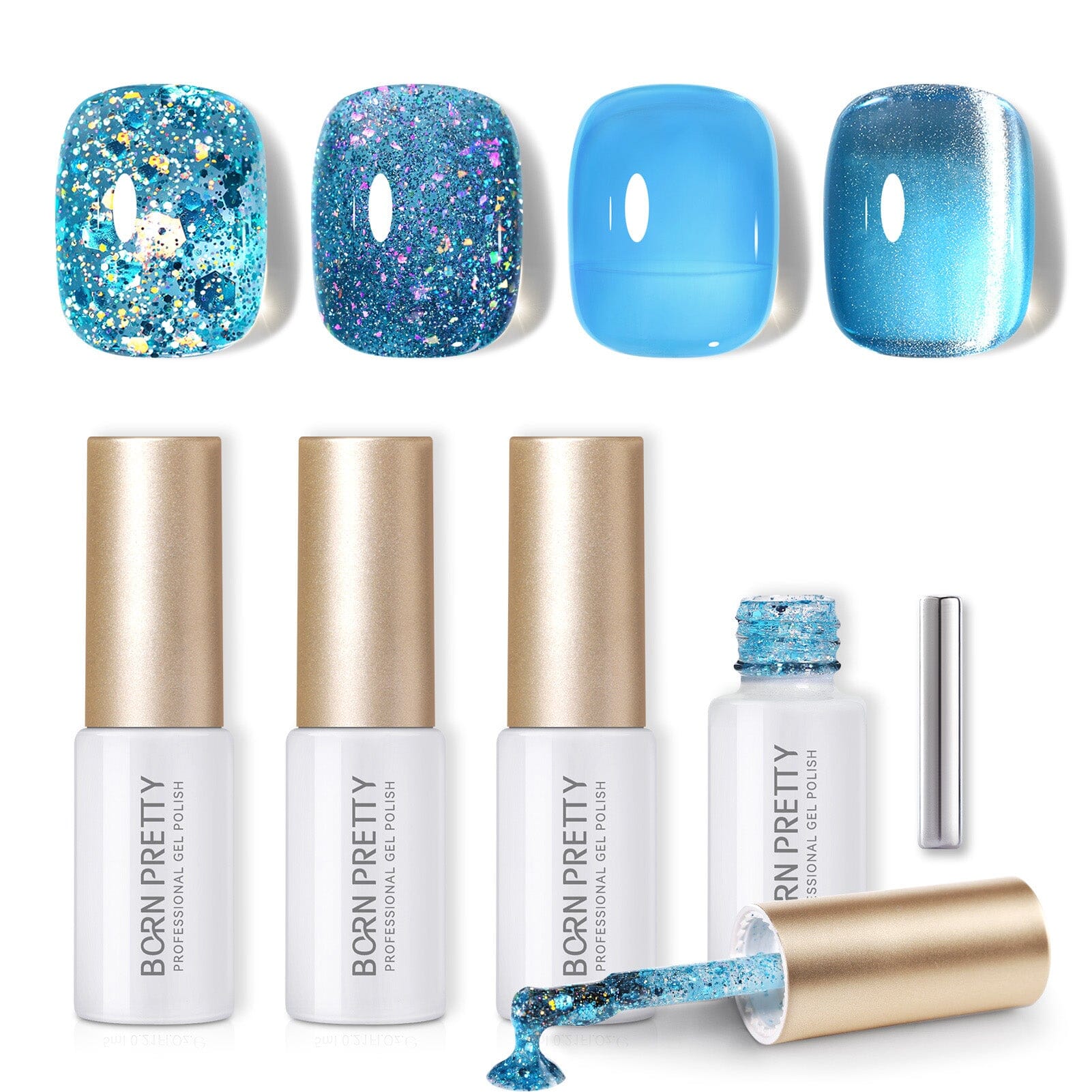 Glitter Gel Polish Blue Starlight #03 - 5ml Nail Art Kit for DIY Manicure & Pedicure at Home or Salon