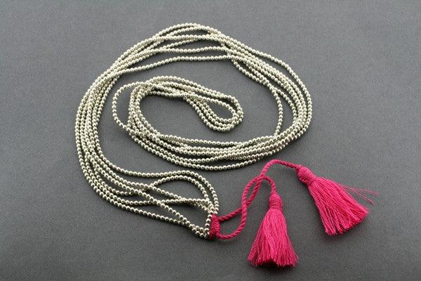 3 Strand Metallic Bead Necklace for Women - Elegant Pink Fashion Jewelry for Parties, Weddings & Everyday Wear