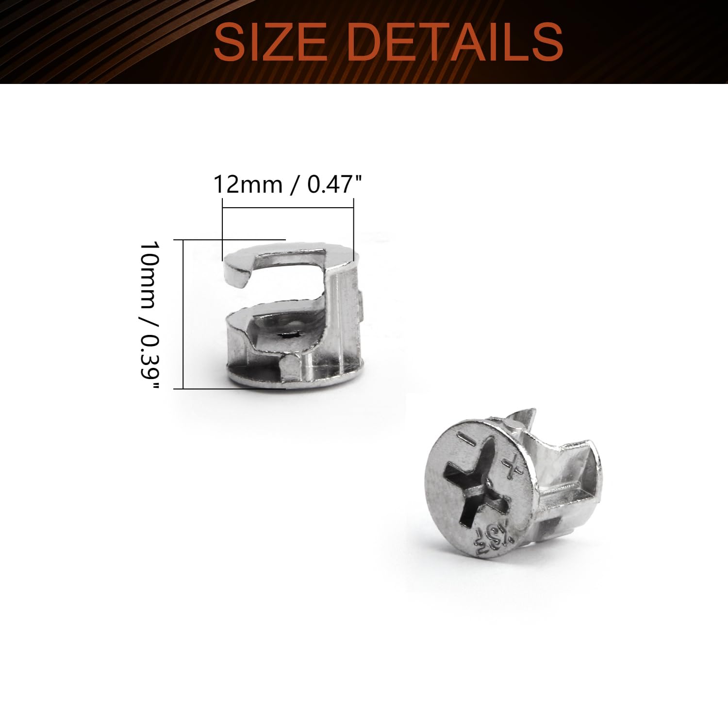 MroMax 12x10mm Silver Furniture Cam Lock Nut Connectors - 20pcs for Cabinet, Drawer, Dresser & Wardrobe Assembly | Secure Panel Fittings for DIY Home Furniture Projects