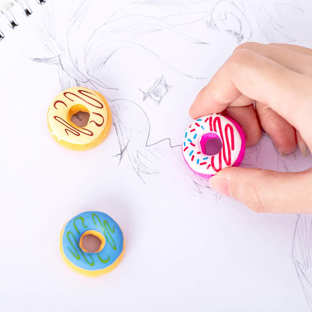 24-Pack Donut-Shaped Pencil Erasers - Fun Puzzle Erasers for Kids Party Favors, Classroom Rewards & School Supplies - Cute Food-Themed Erasers for Students, Teachers & Office Use