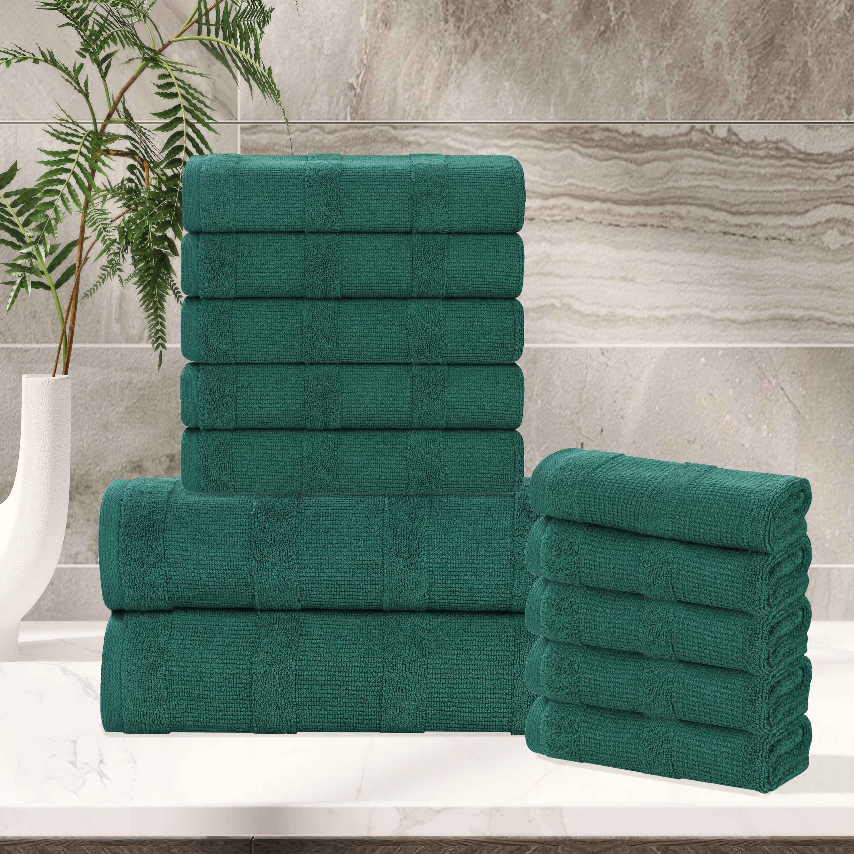 Premium 12-Piece Roma Cotton Ribbed Towel Set - Ultra Soft, Absorbent & Textured for Bath, Spa & Luxury Home Use